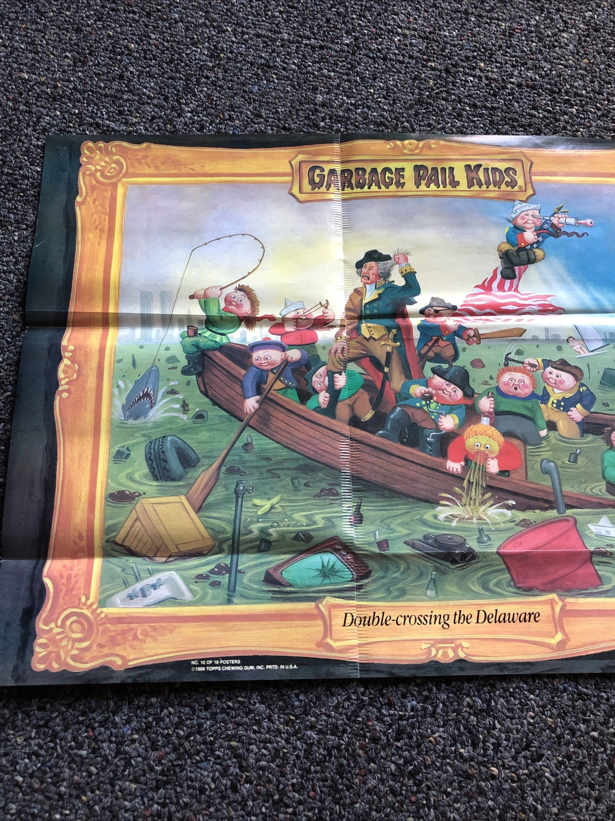1986 Topps GARBAGE PAIL KIDS “Double-Crossing The Delaware” POSTER 17”x12”1