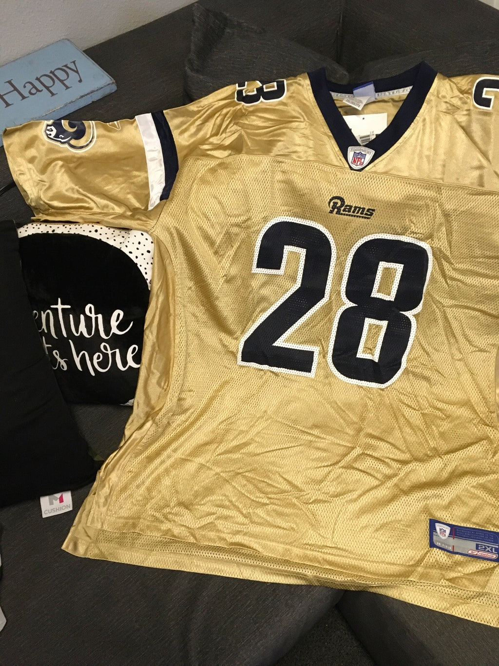 Official Reebok NFL Marshall Faulk St. Louis Rams Jersey - Medium - On Field1
