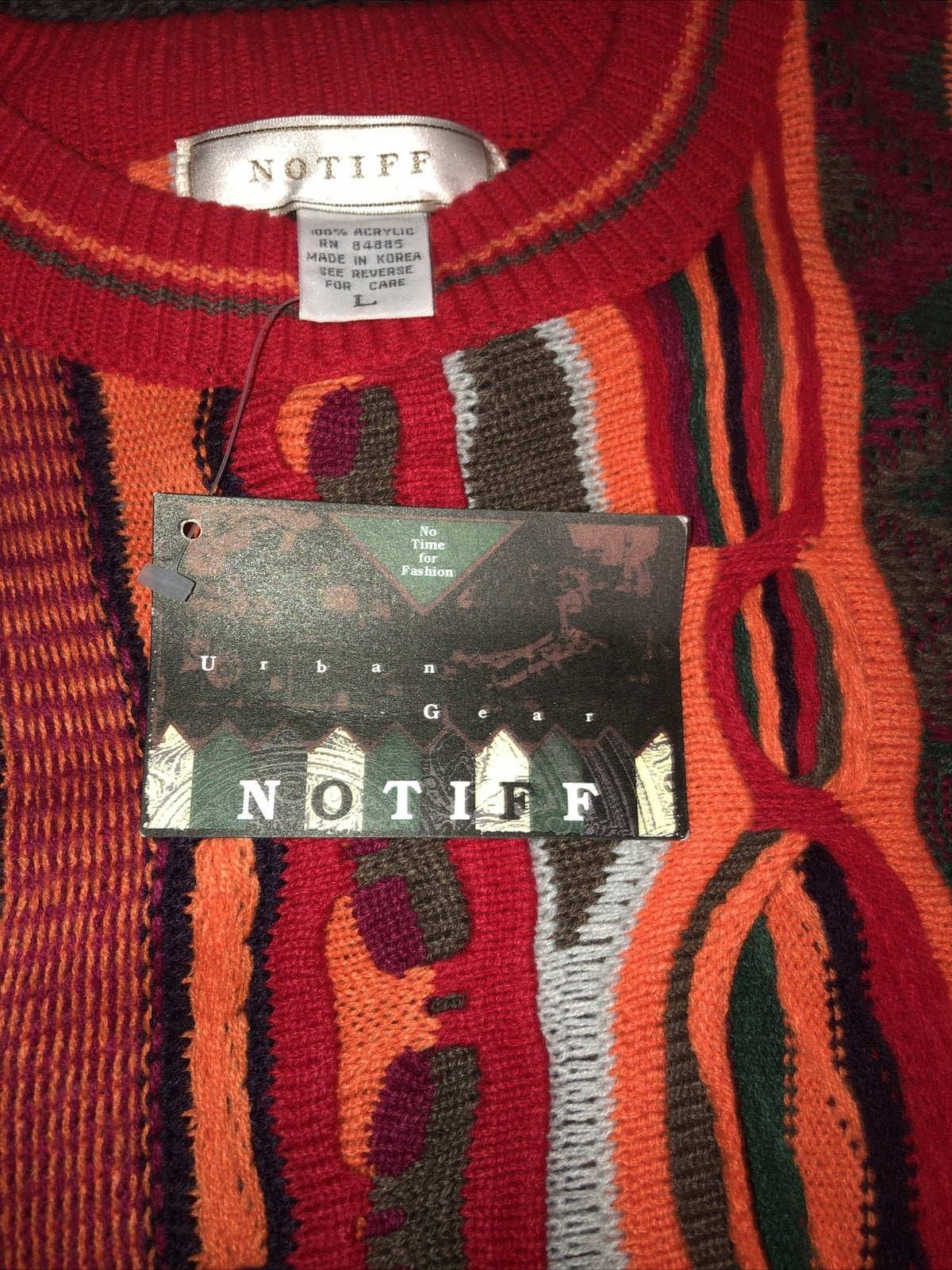 Vintage NOS Retro Notiff Pullover 3D Texture Sweater Size L NWT2