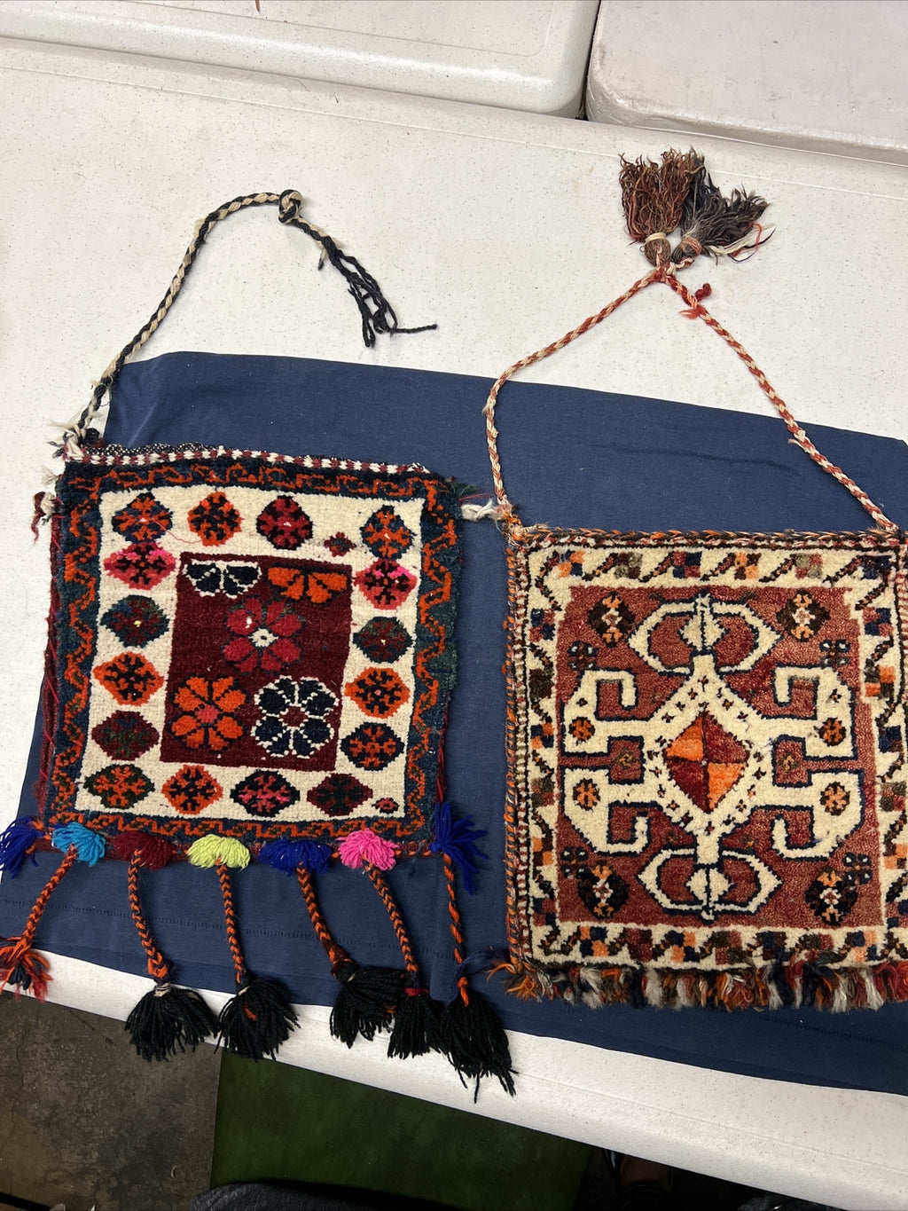 Vintage Hand Made Purse Boho Coachella Hispanic Rug bag Yarn See Description0