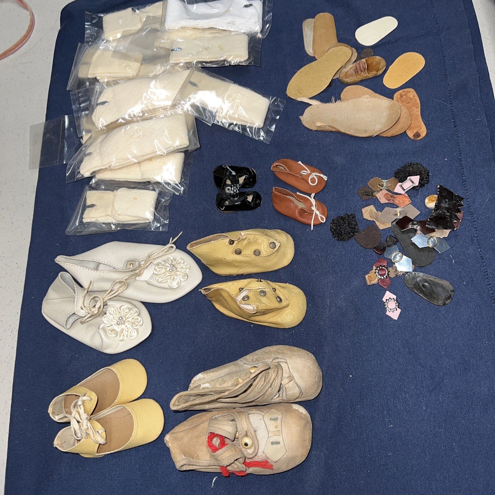Lot of Antique Vintage Shoes And Shoe Parts / Accessories/ Socks0