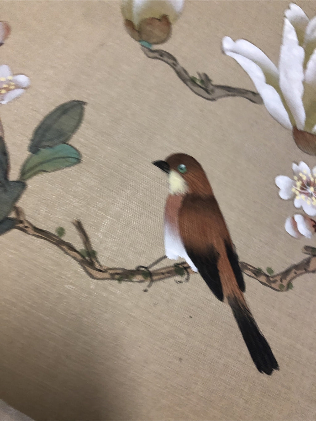 Vintage Lot Of 3 Chinese Silk Paintings Birds Floral 12”4