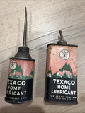 Lot Of 2 Vintage Texaco Lead Top Home Lubricant Oil Can Handy Oiler 4 Oz0