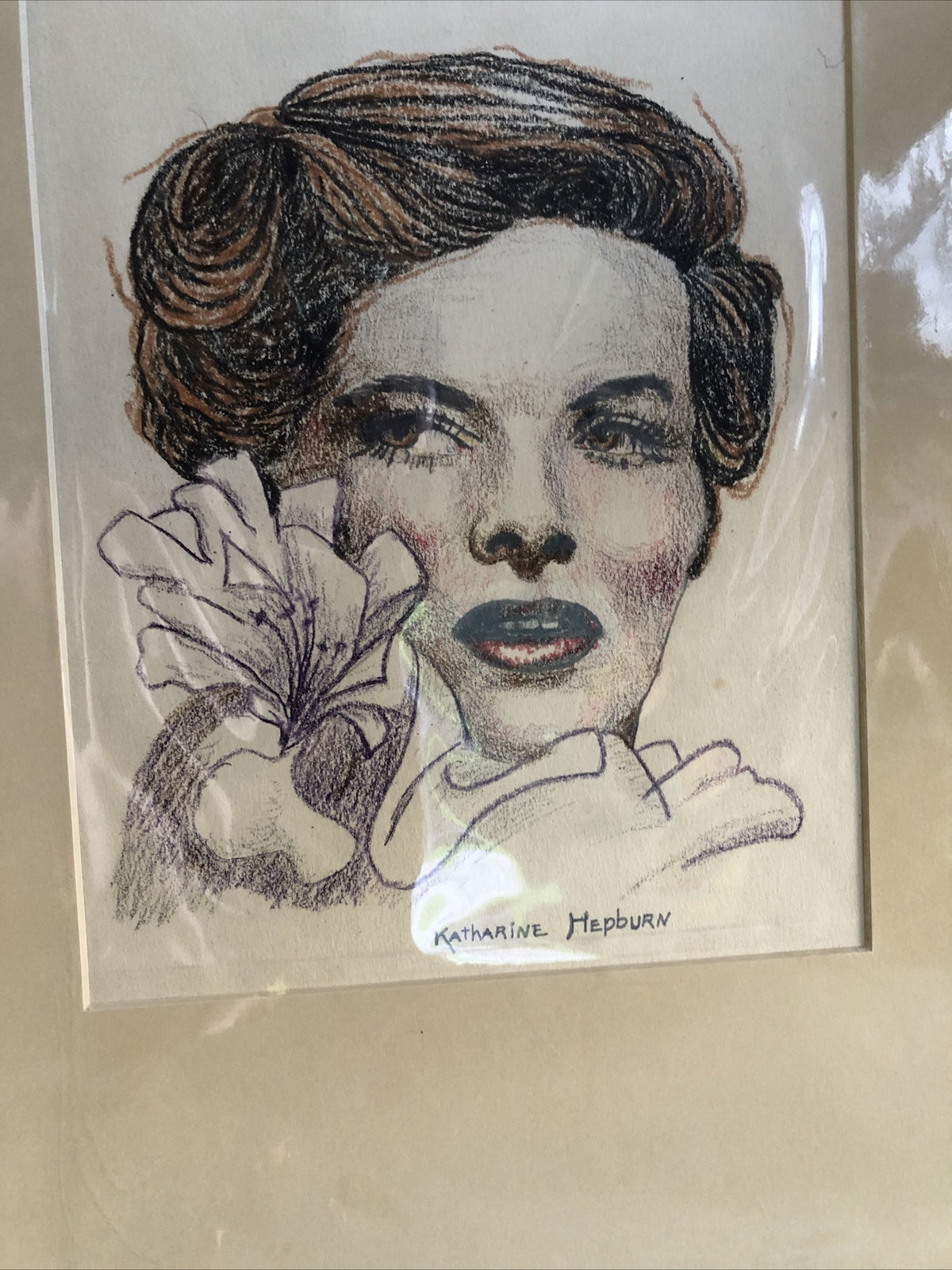 Hand drawn Frames Photo Of Katherine Hepburn 20”X16”0