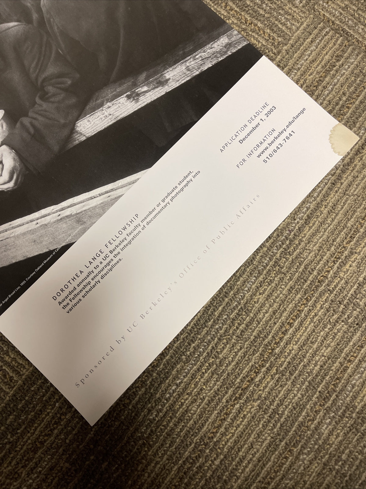 Dorothea Lange Fellowship photograph Poster UC Berkley 20032