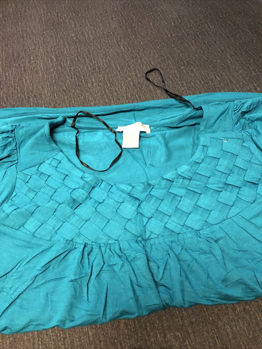 Kenar Womens Teal Scoop Neck Lightweight Woven Top 1X3