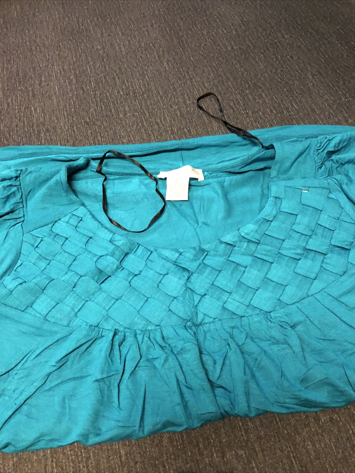 Kenar Womens Teal Scoop Neck Lightweight Woven Top 1X3