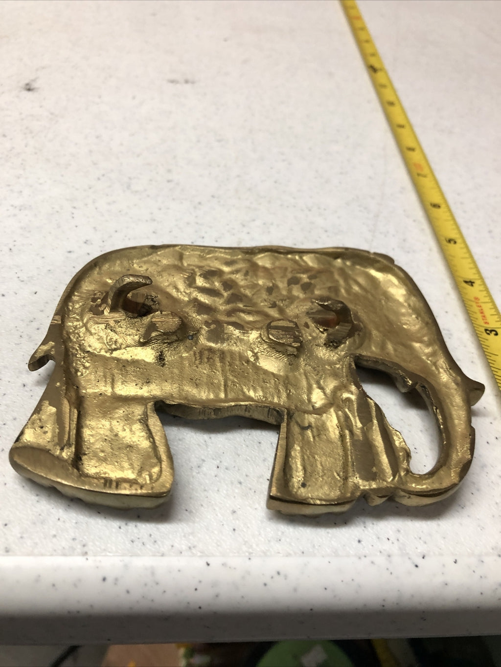 VINTAGE BRONZE CAST METAL ELEPHANT HEAD W/TUSKS WALL HANGING5