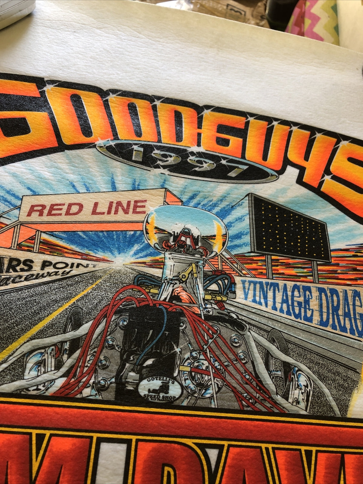 Vintage Goodguys 1997 Jim Davis Memorial Drags Cloth Poster 21.5”x16.5”2