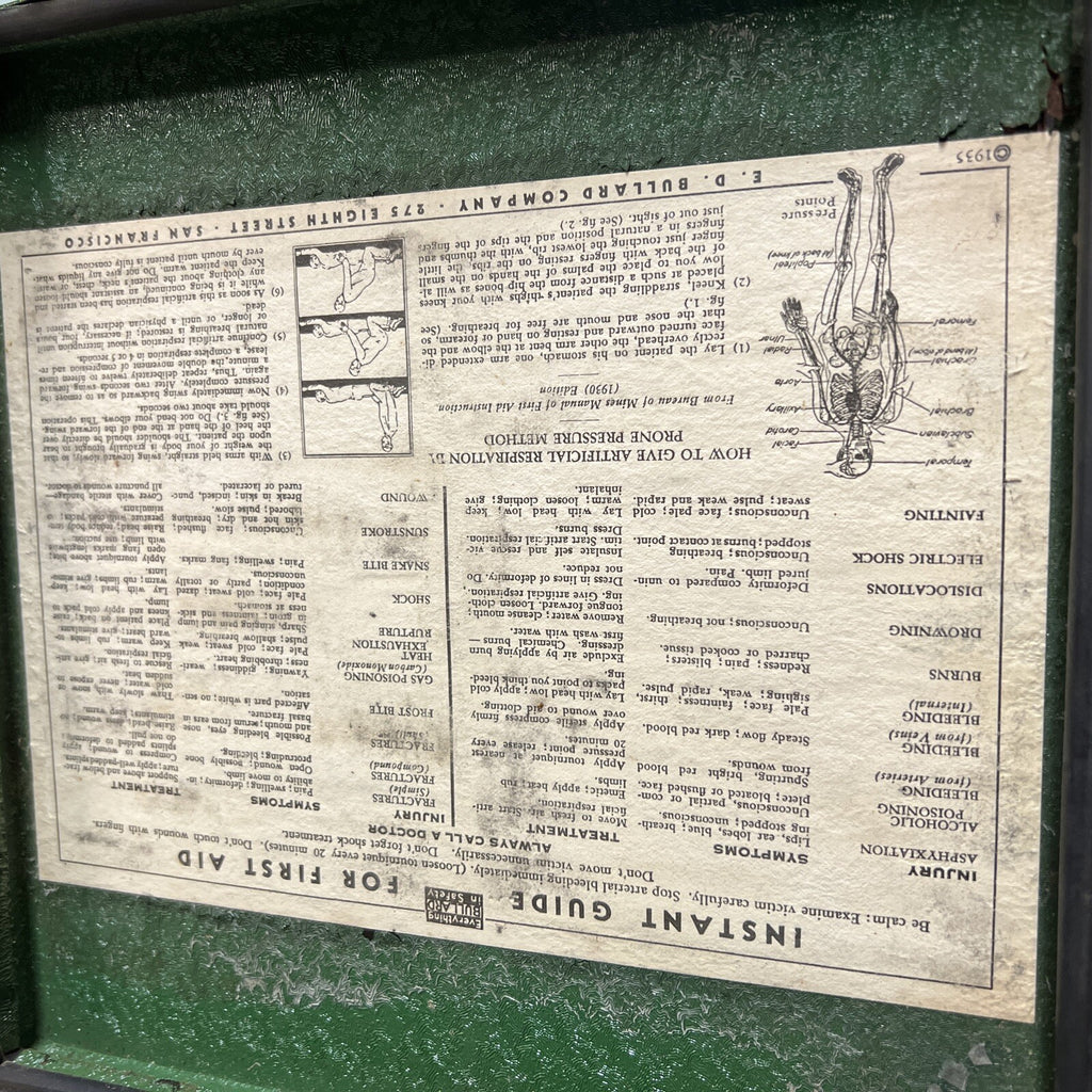 Vintage LadE.D. Bullard & Co. First Aid Original green Metal Box NO CONTENTS3