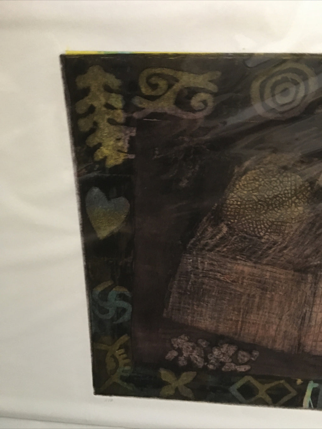 Bonita Louise Art Original Plate Printing Yellow Green Purple 1993 22.5”x15”8
