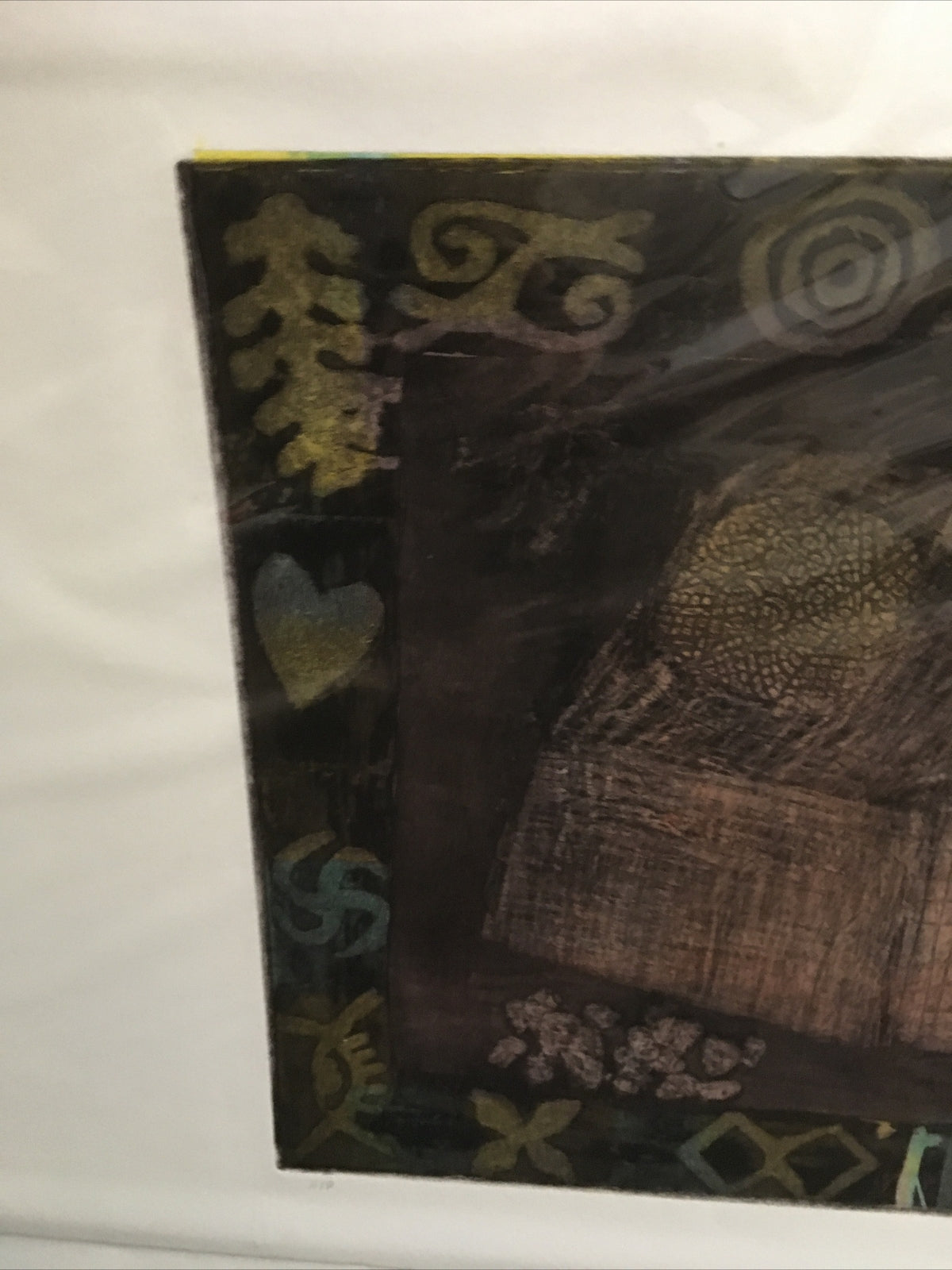 Bonita Louise Art Original Plate Printing Yellow Green Purple 1993 22.5”x15”8