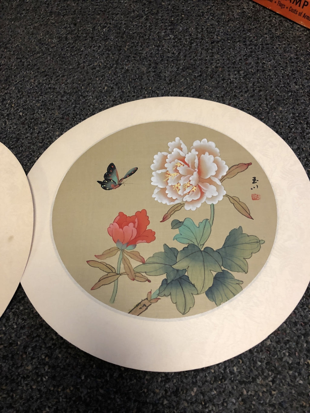 Vintage Lot Of 3 Chinese Silk Paintings Birds Floral 12”1
