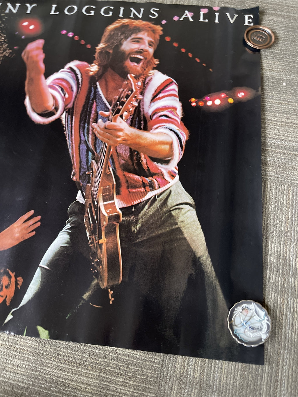 #199 Vintage 1980 Kenny Loggins Concert Alive Promo Poster 36” X 36”3