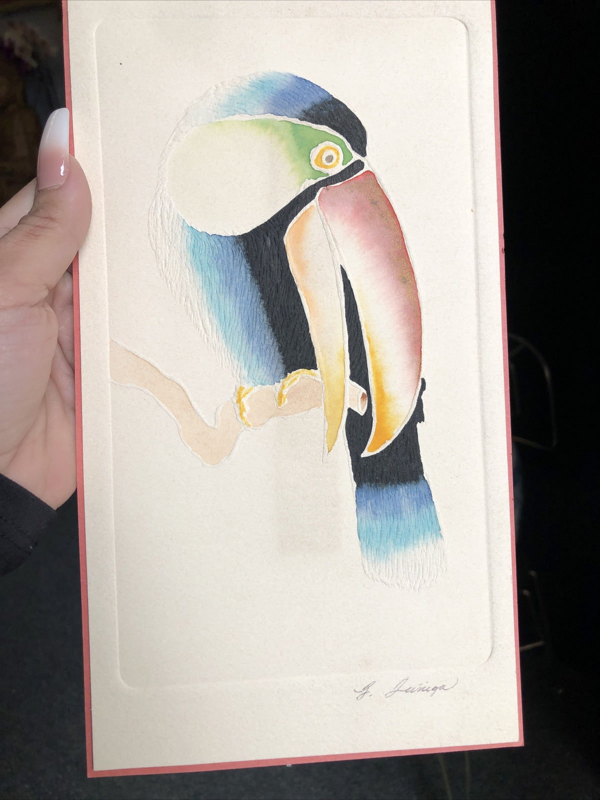Beautiful Tucan Etching Signed By G. Zuniga2