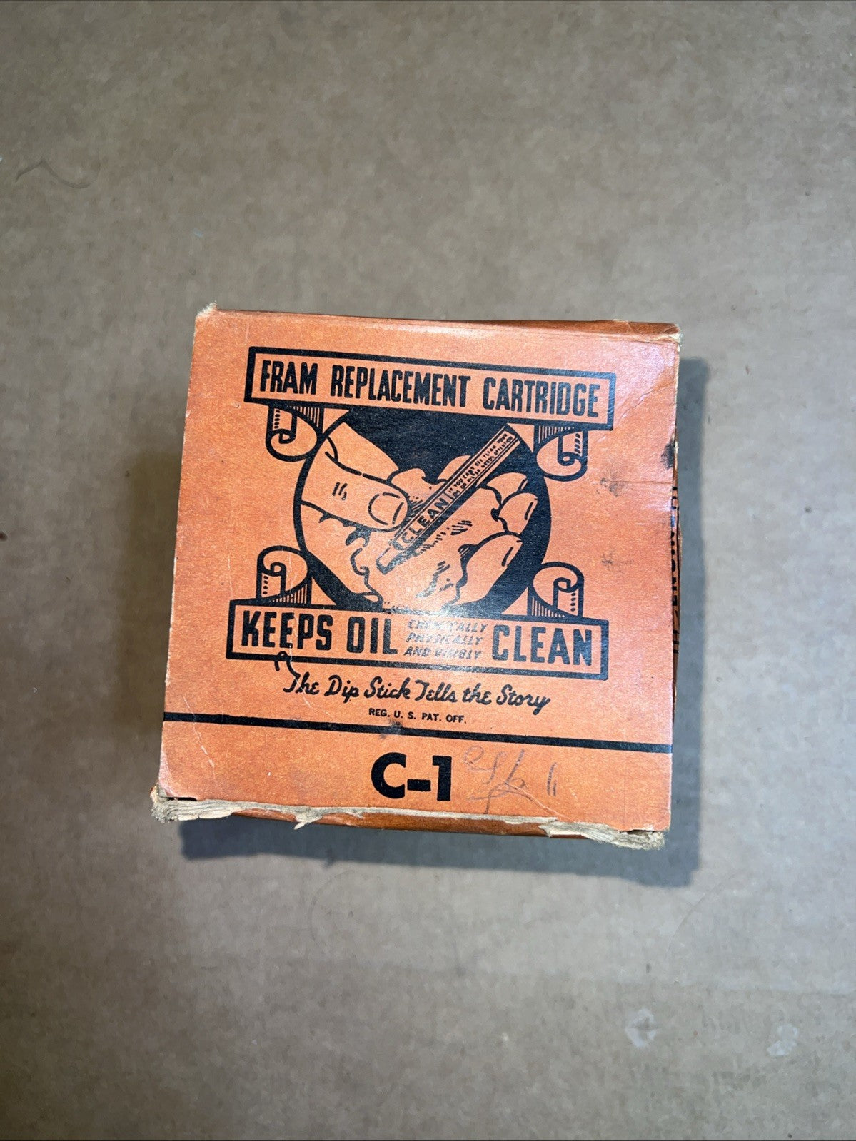 Vintage Fram C-1 Oil Filter Cartridge w/ Box NOS Treated USA0