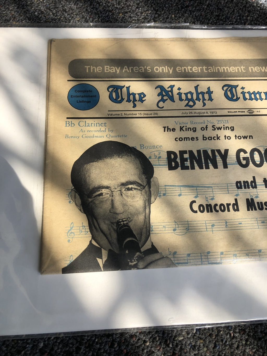 Vintage The Bay Areas Only Entertainment The Night Times Benny Goodman 19723