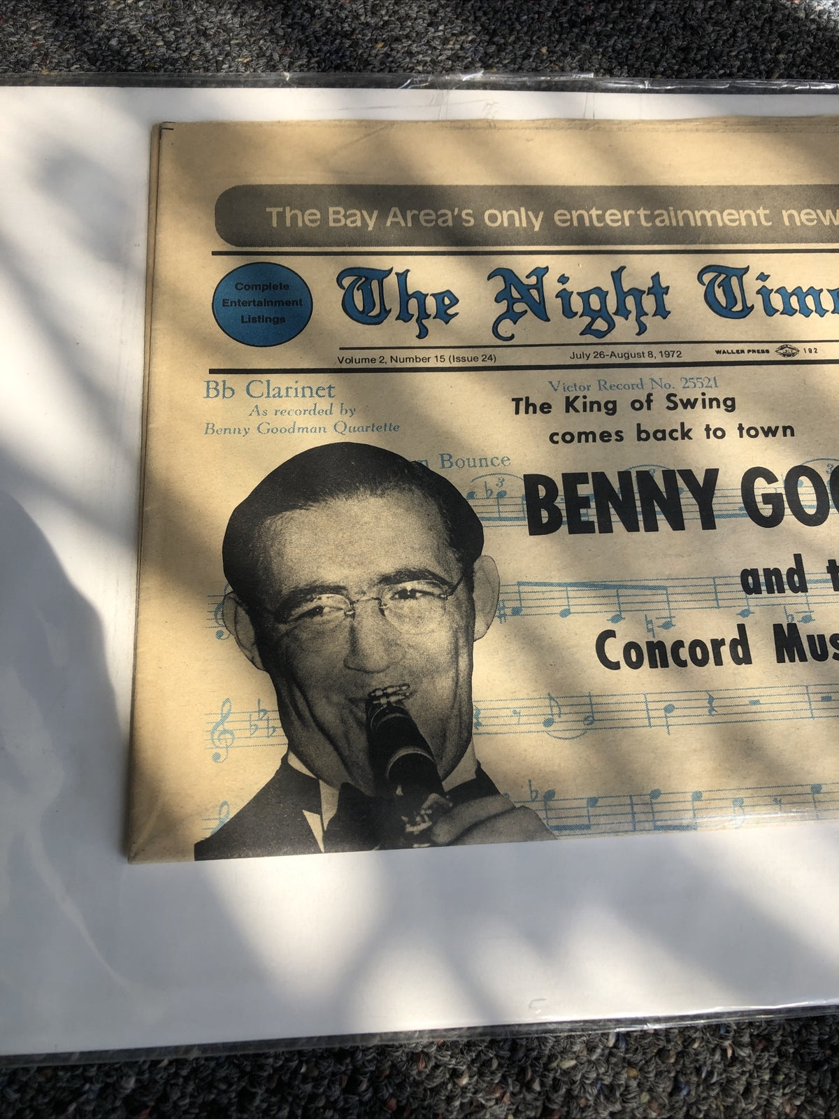 Vintage The Bay Areas Only Entertainment The Night Times Benny Goodman 19723