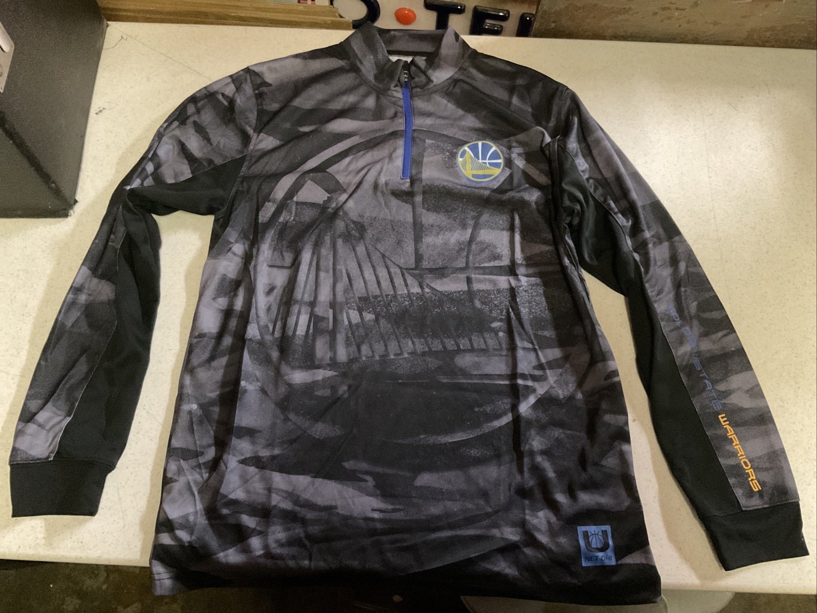 Golden State Warriors NBA Net-DRI 1/4 Zip Pullover Jacket Top Men's L Black0