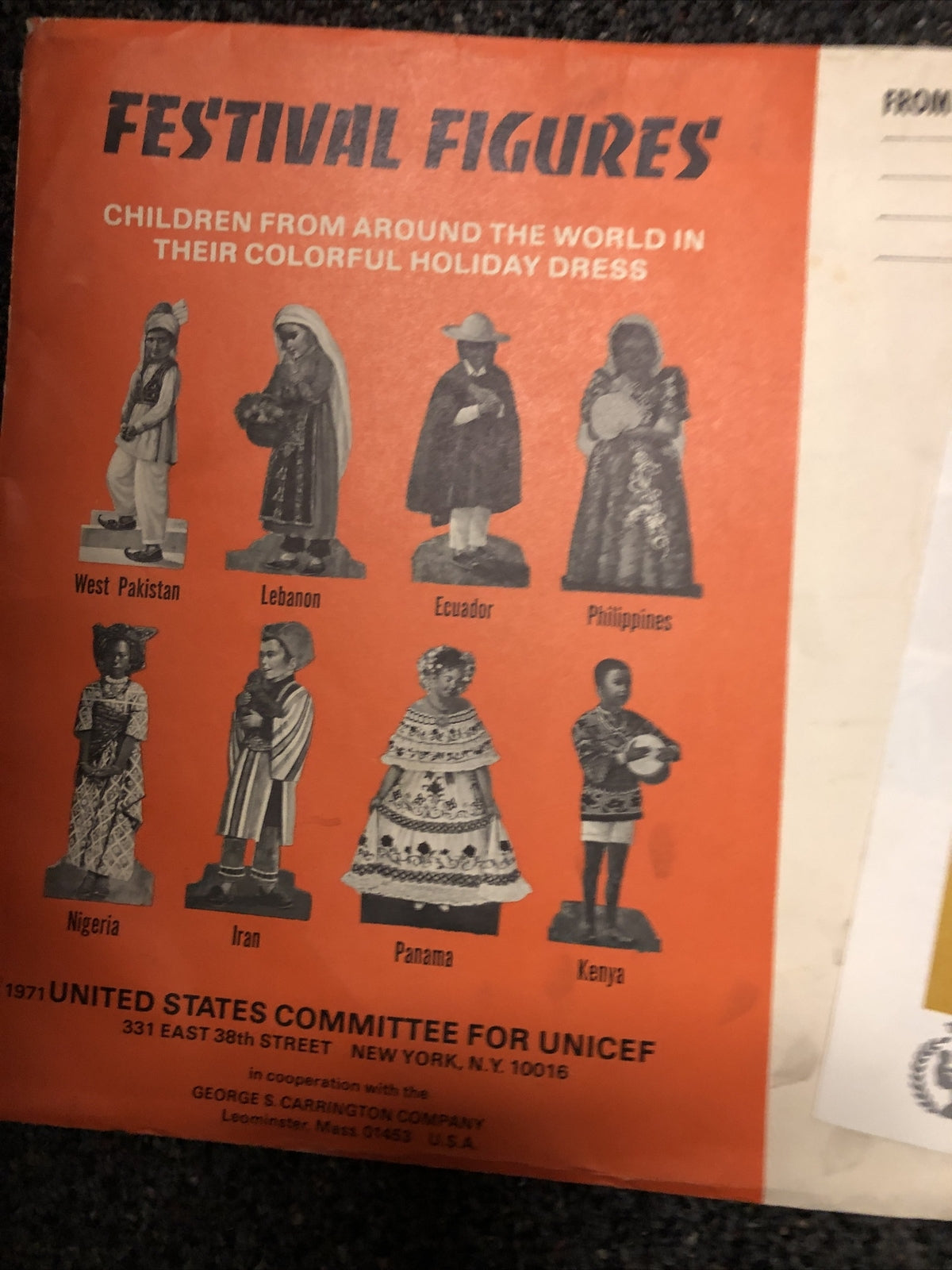 8 Vintage UNICEF FESTIVAL FIGURES Cut Classroom Holiday Decoration Carrington2