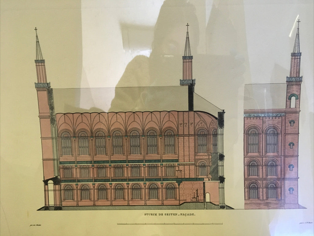 Architecture Art G.F. Thiele Hand-Colored Etching "Stueck de Seiten Facade" 18860