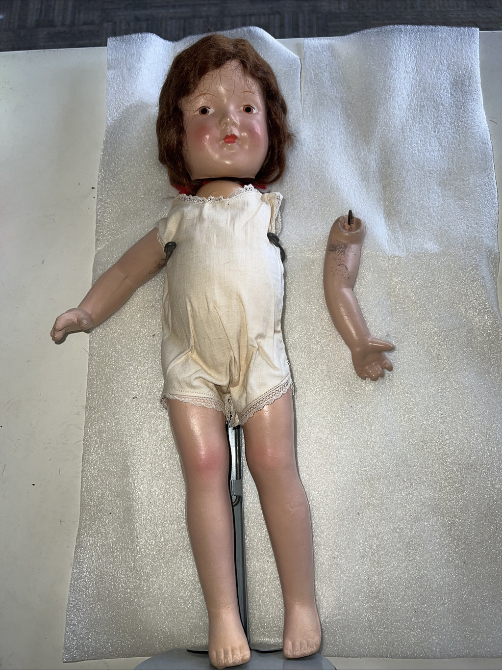 15” Vintage Composition Doll Painted Eyes Closed Mouth For Repair0