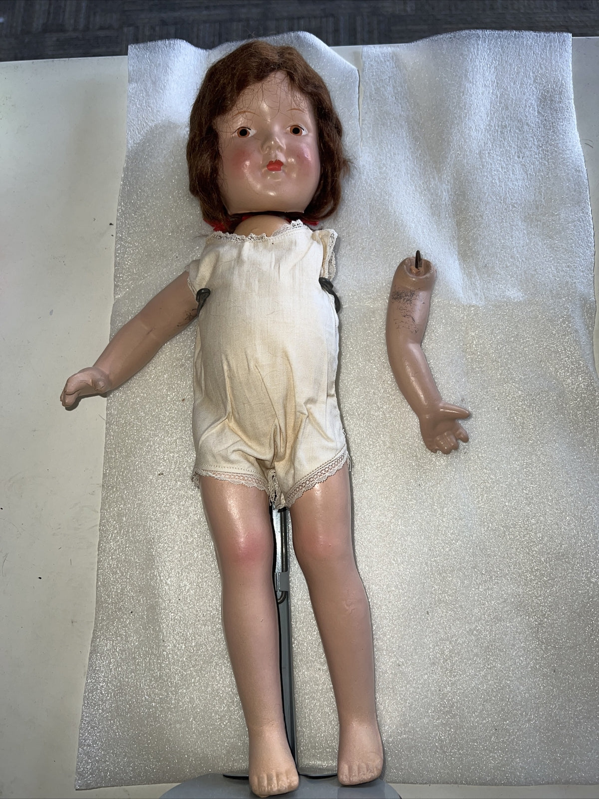 15” Vintage Composition Doll Painted Eyes Closed Mouth For Repair0