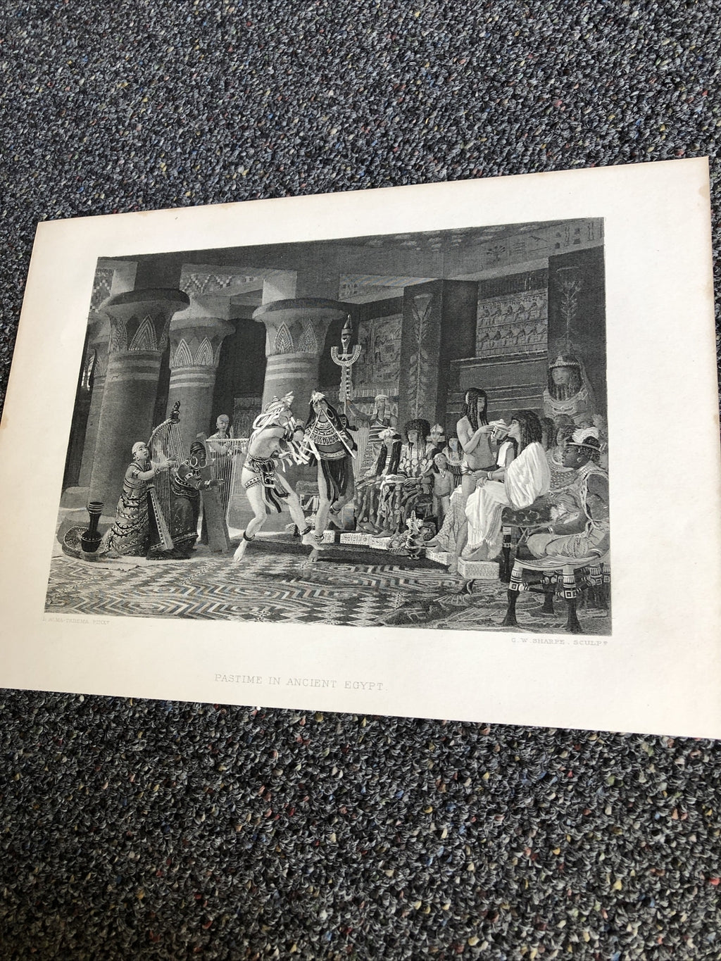 Pastime In Ancient Egypt, by L. Alma Tadema, Vintage 1874 Antique Art Print.0