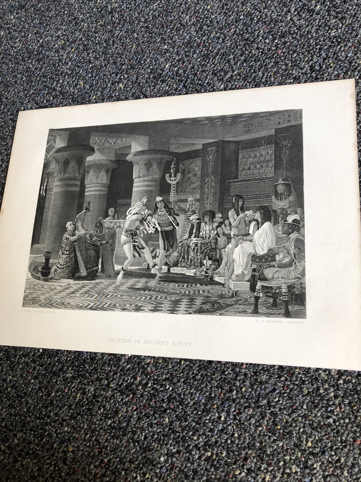 Pastime In Ancient Egypt, by L. Alma Tadema, Vintage 1874 Antique Art Print.0