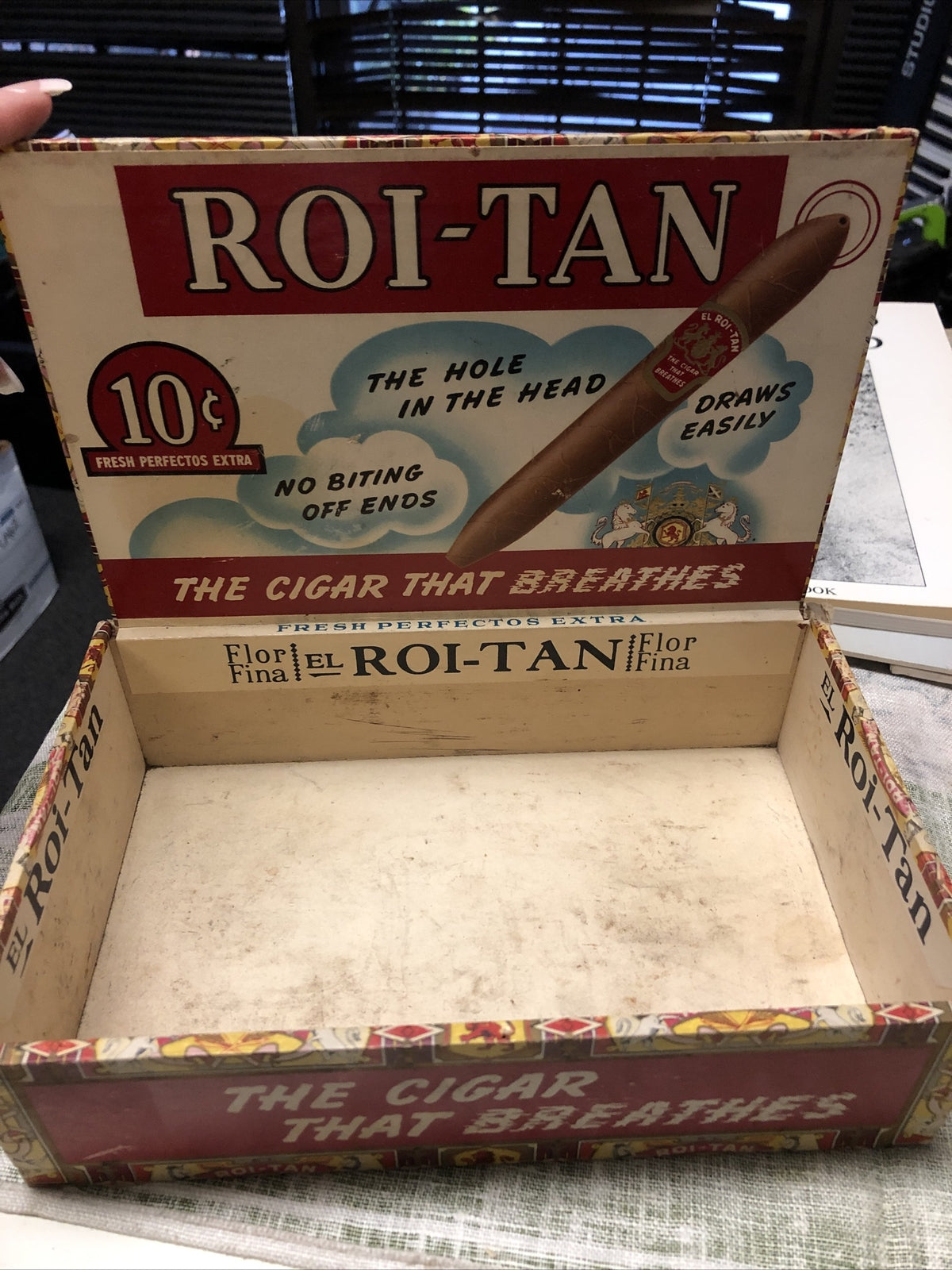 VINTAGE 1950S EL ROI-TAN 1898 PENNSYLVANUA CIGAR BOX CARDBOARD0