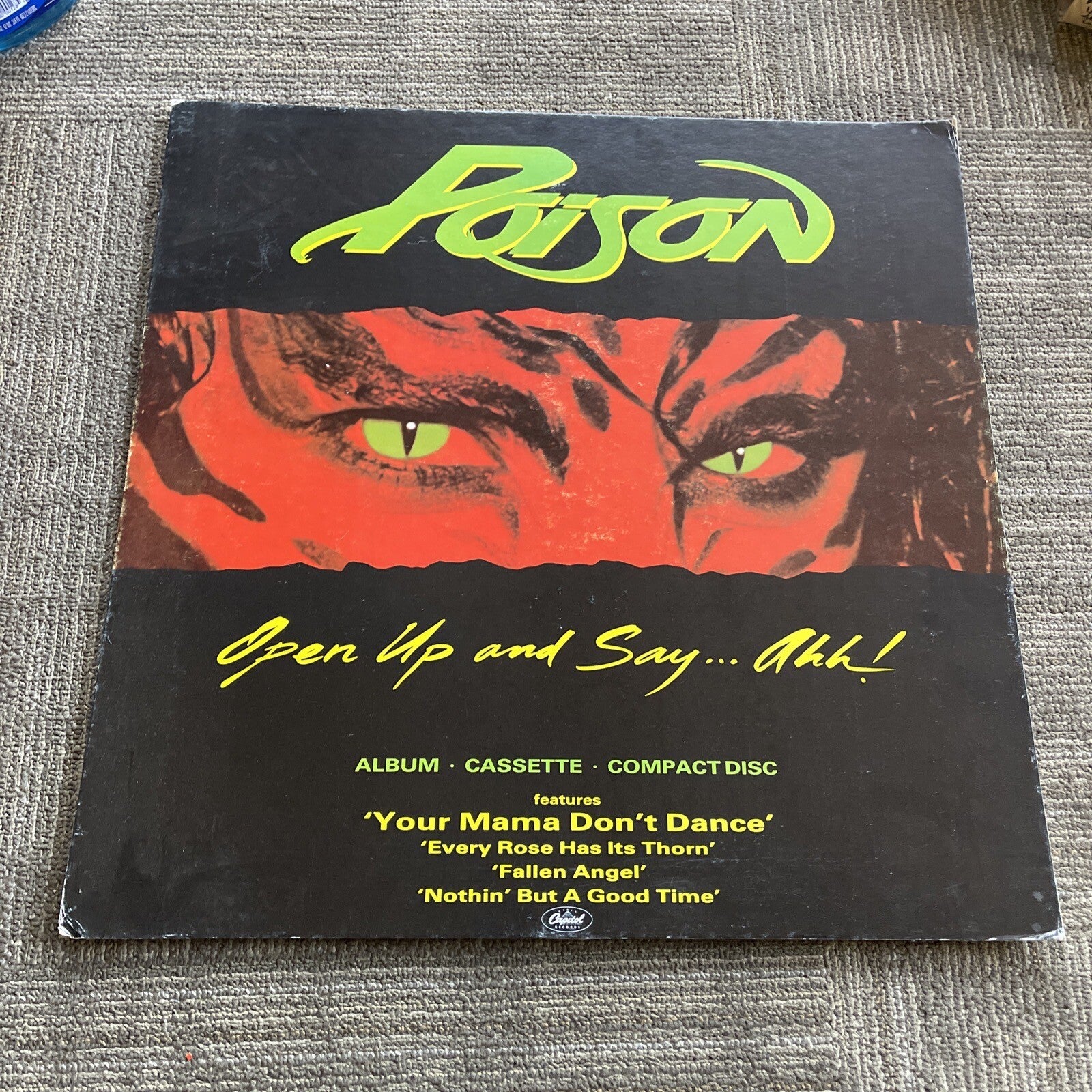 Poison Original 1988record Store Promo Poster Display 24” Open Up And Say Ahh0