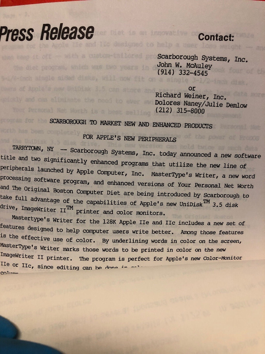 Apple 1985 Docs Contracts Product Info Megahaus Mouse Series Mindscape Meca Incs8