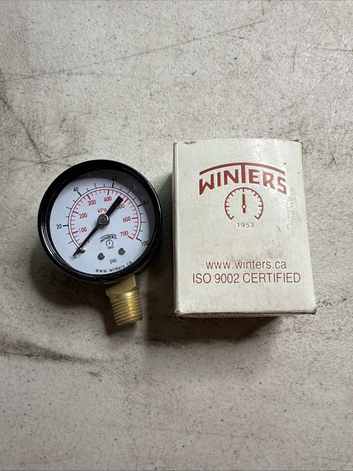 E202 Winters Instruments Gauge – 0–100 PSI 2” Dial 1/4” NPT0
