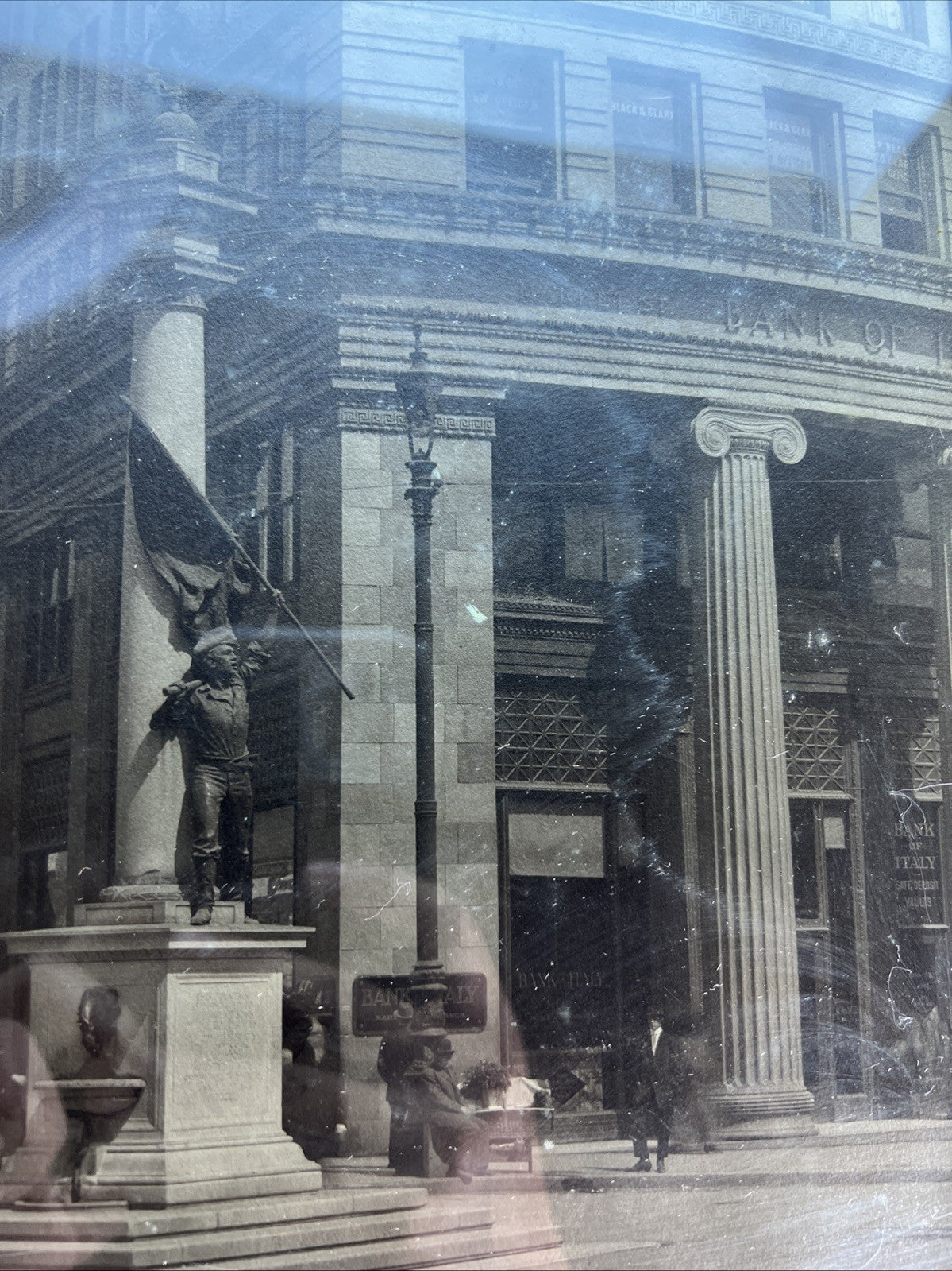 Vintage 1920s Gabriel Moulin Framed Photo – SF Bank of Italy & Victory Monument1