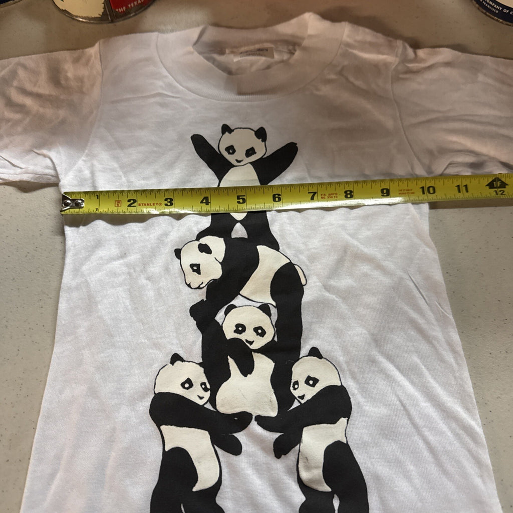 Vintage Gymnastics Panda T Shirt kids Size Small White  Tee 90s New Old Stock5