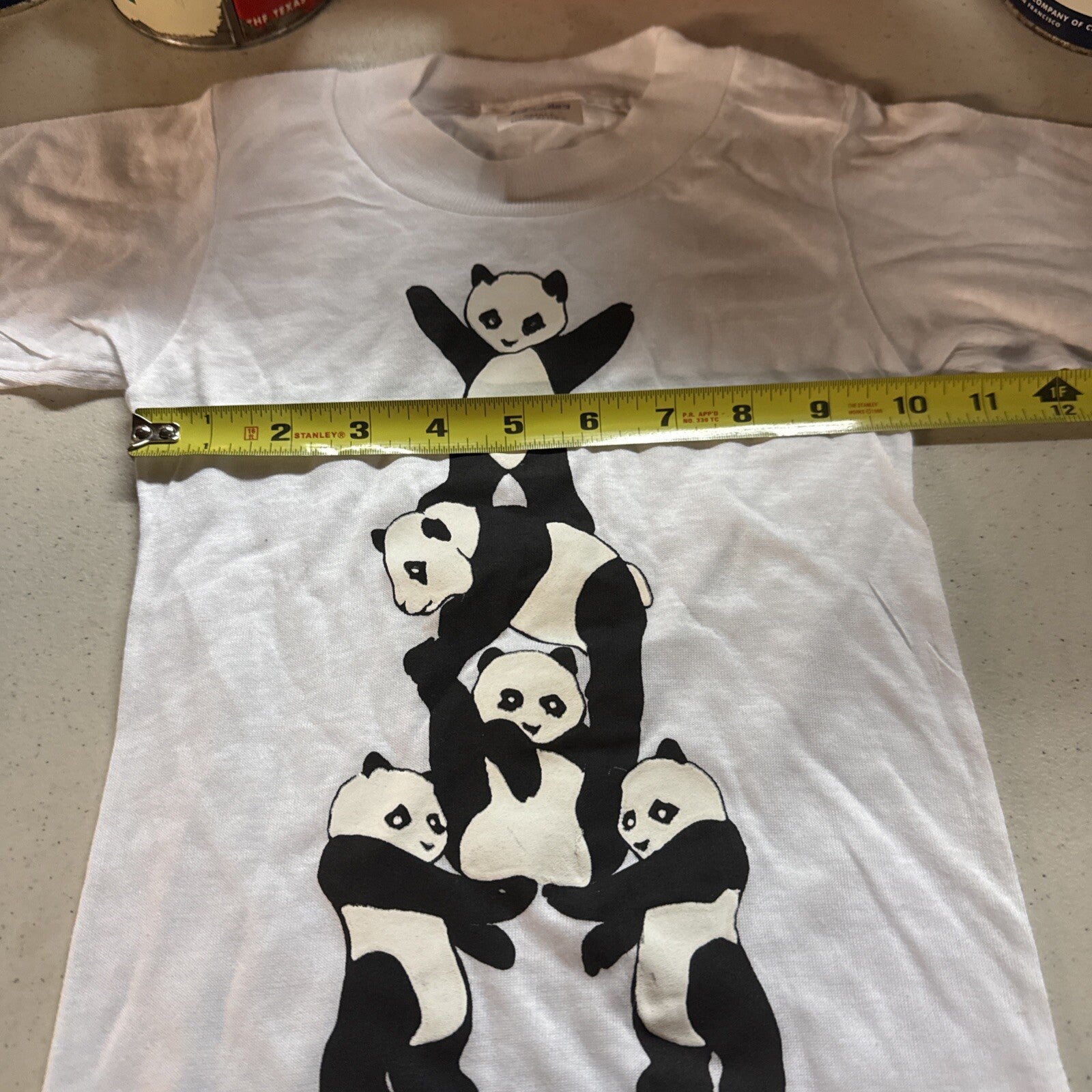 Vintage Gymnastics Panda T Shirt kids Size Small White  Tee 90s New Old Stock5