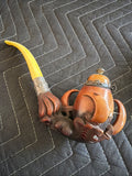 LARGE Antique 1800's carved dragon claw meerschaum pipe Egg Yolk Amber Sterling0