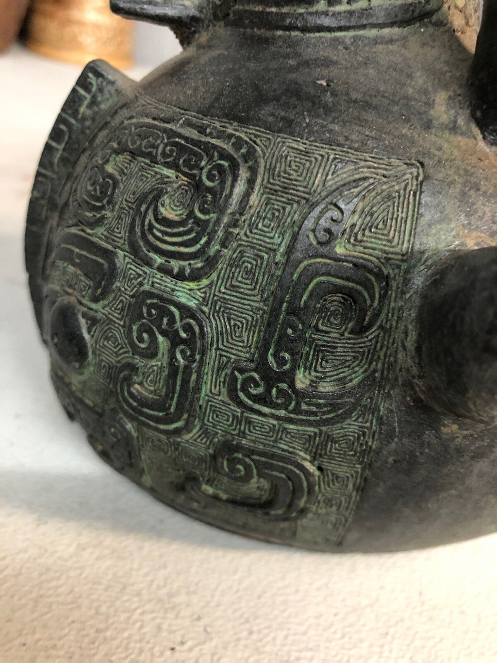 Vintage Asian Or Egyptian Or South American Metal Owl Hawk W Bird Head.3