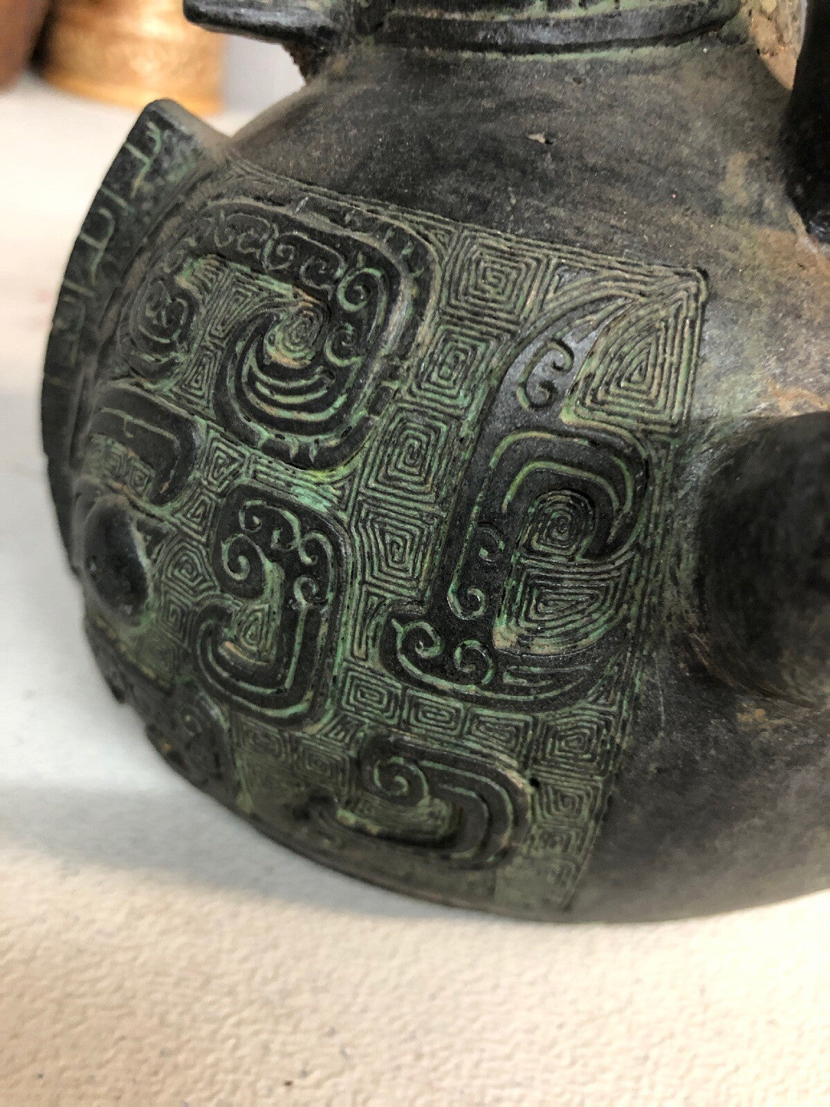 Vintage Asian Or Egyptian Or South American Metal Owl Hawk W Bird Head.3