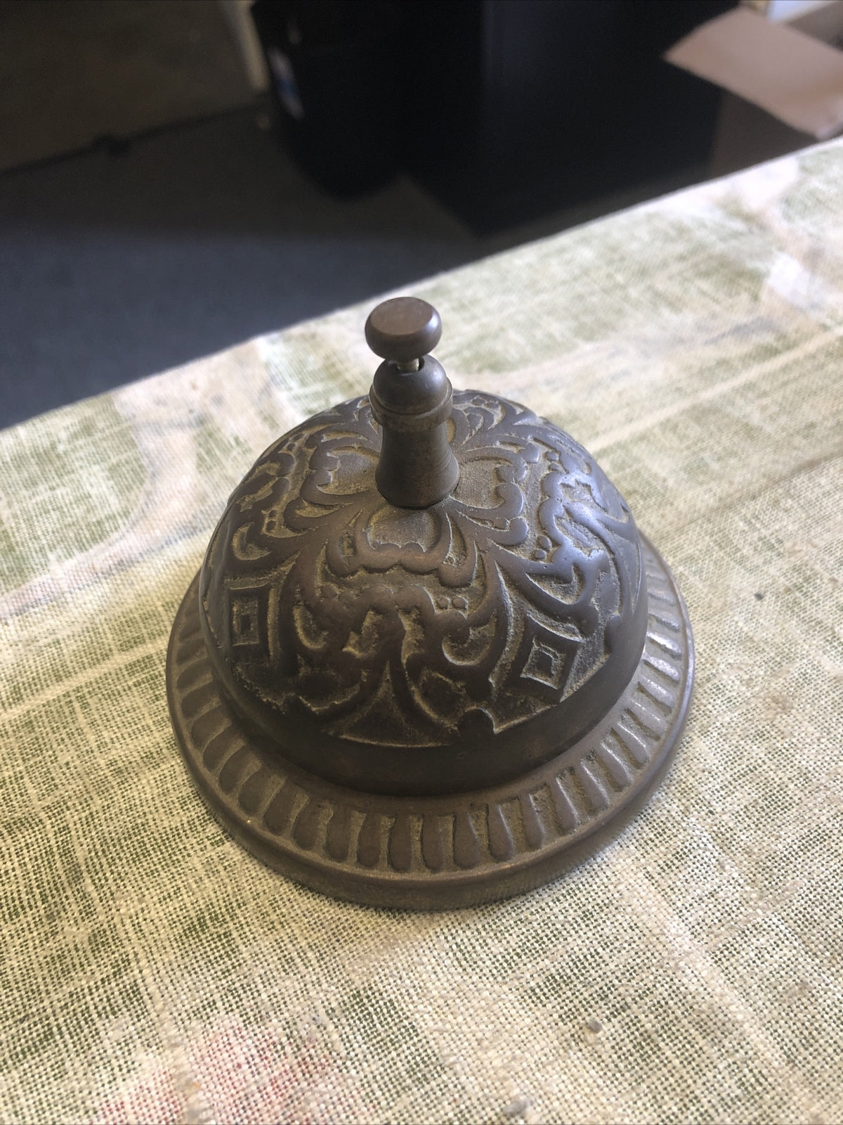 Vintage Bronze Bell Tabletop Push Bell Works0