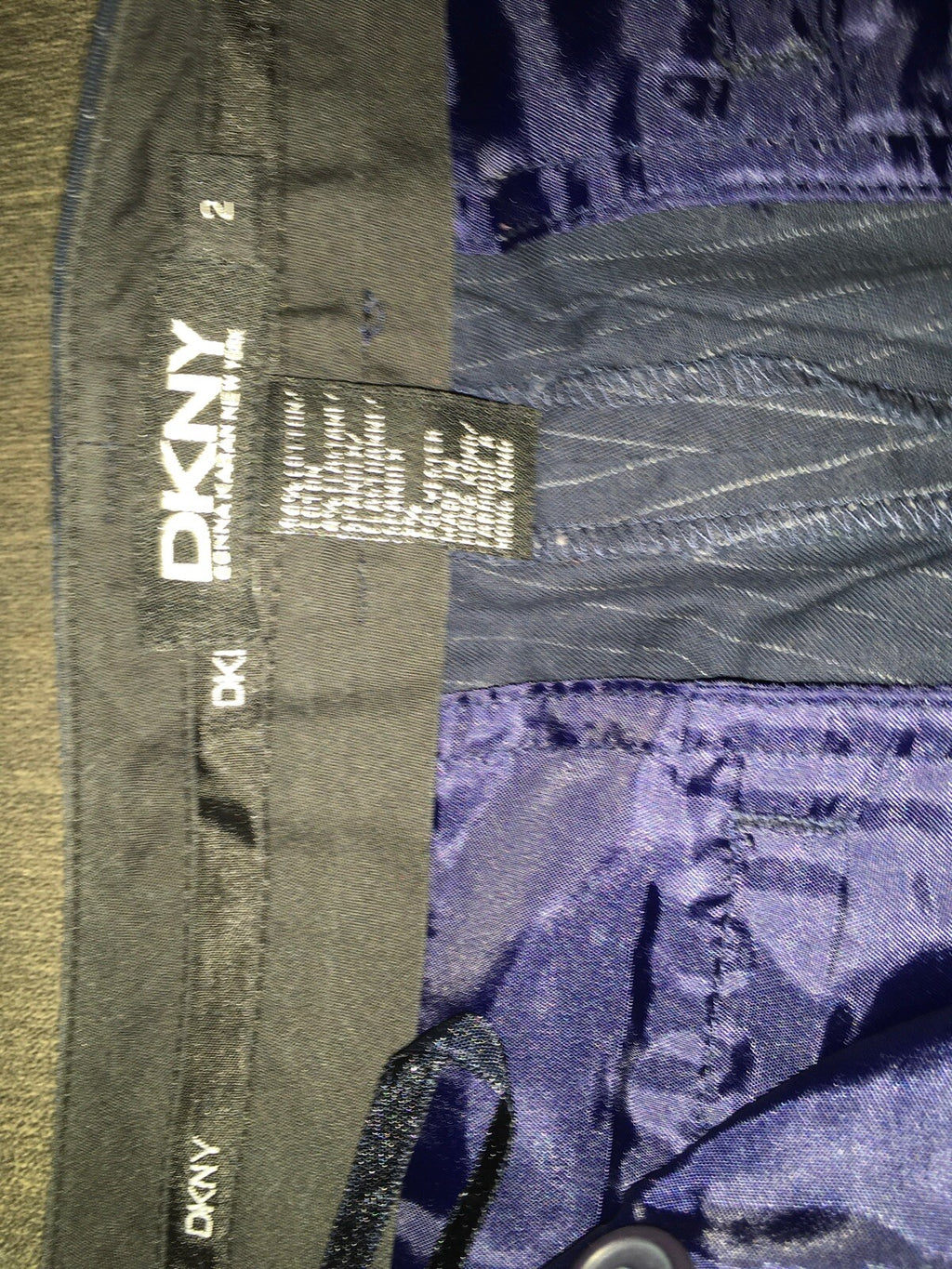 DKNY NEW Women's Navy Pinstriped Pull-on Clasp Casual Pants Sz 2 TEDO Business2