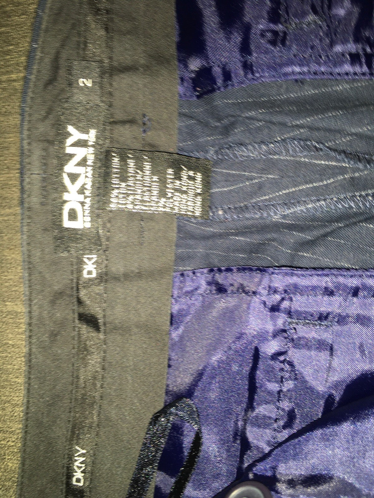 DKNY NEW Women's Navy Pinstriped Pull-on Clasp Casual Pants Sz 2 TEDO Business2