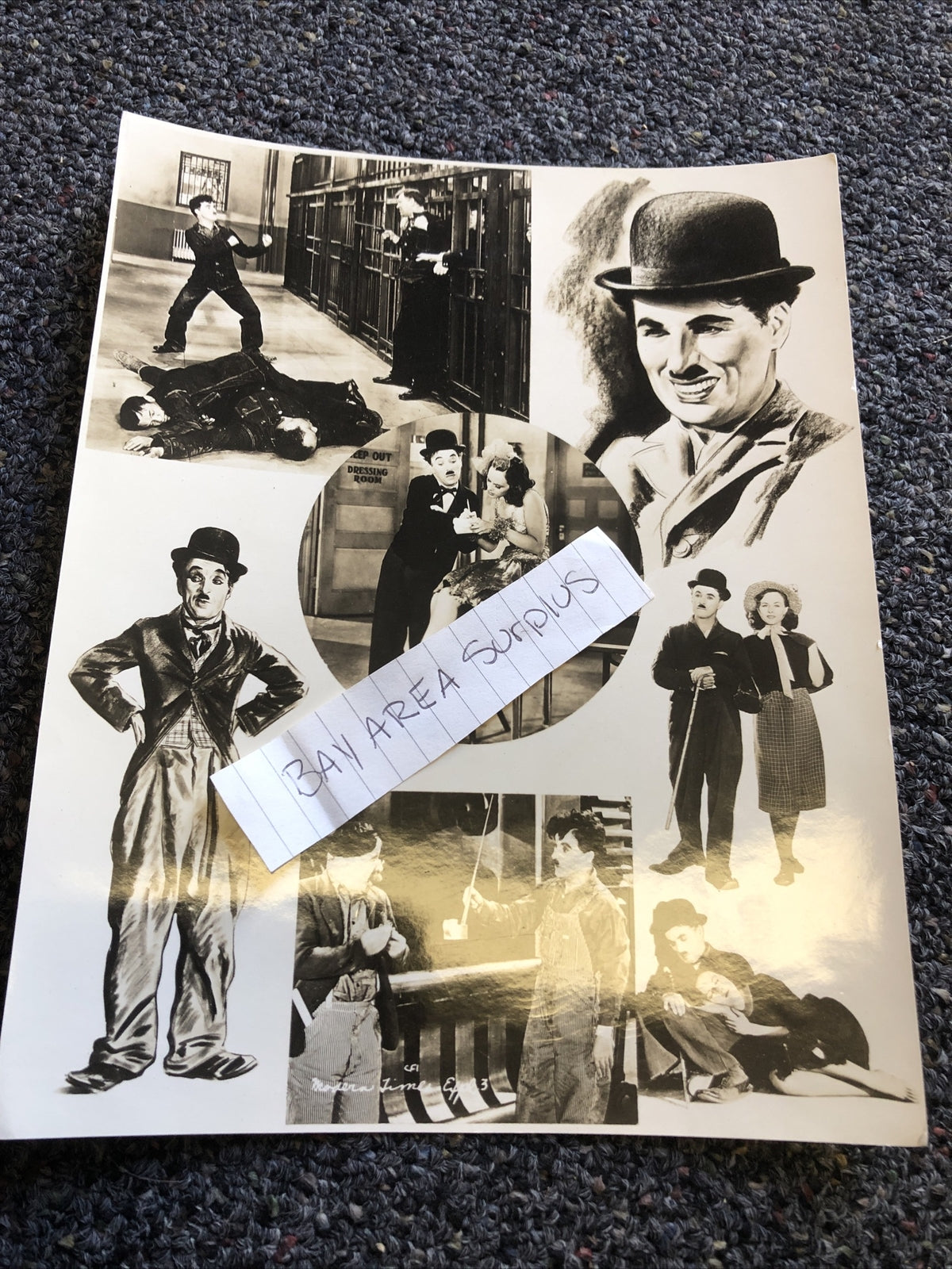 RARE Original Photo Collage Of Hollywood Silent Film Star Charlie Chapli 9”x7”0