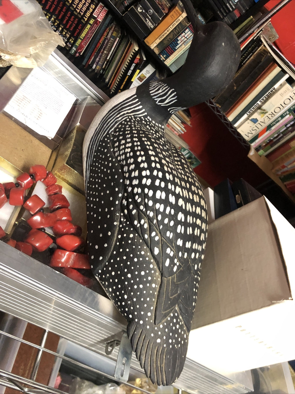 Vintage Carving of a Wood Duck signed river Jim Washington 20” x 6” x 5”3