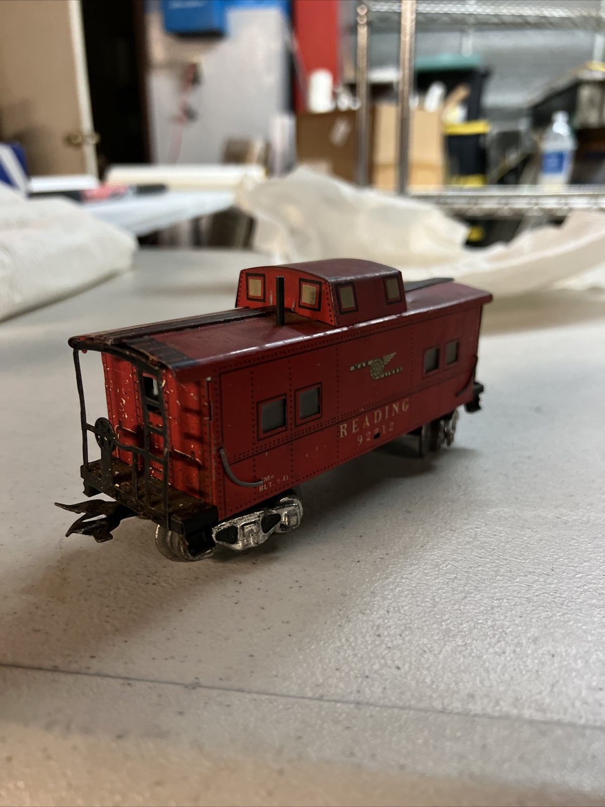 Vintage Marx Prewar Reading caboose #92812 Lionel 3653-34 Black Rubber Cattle6
