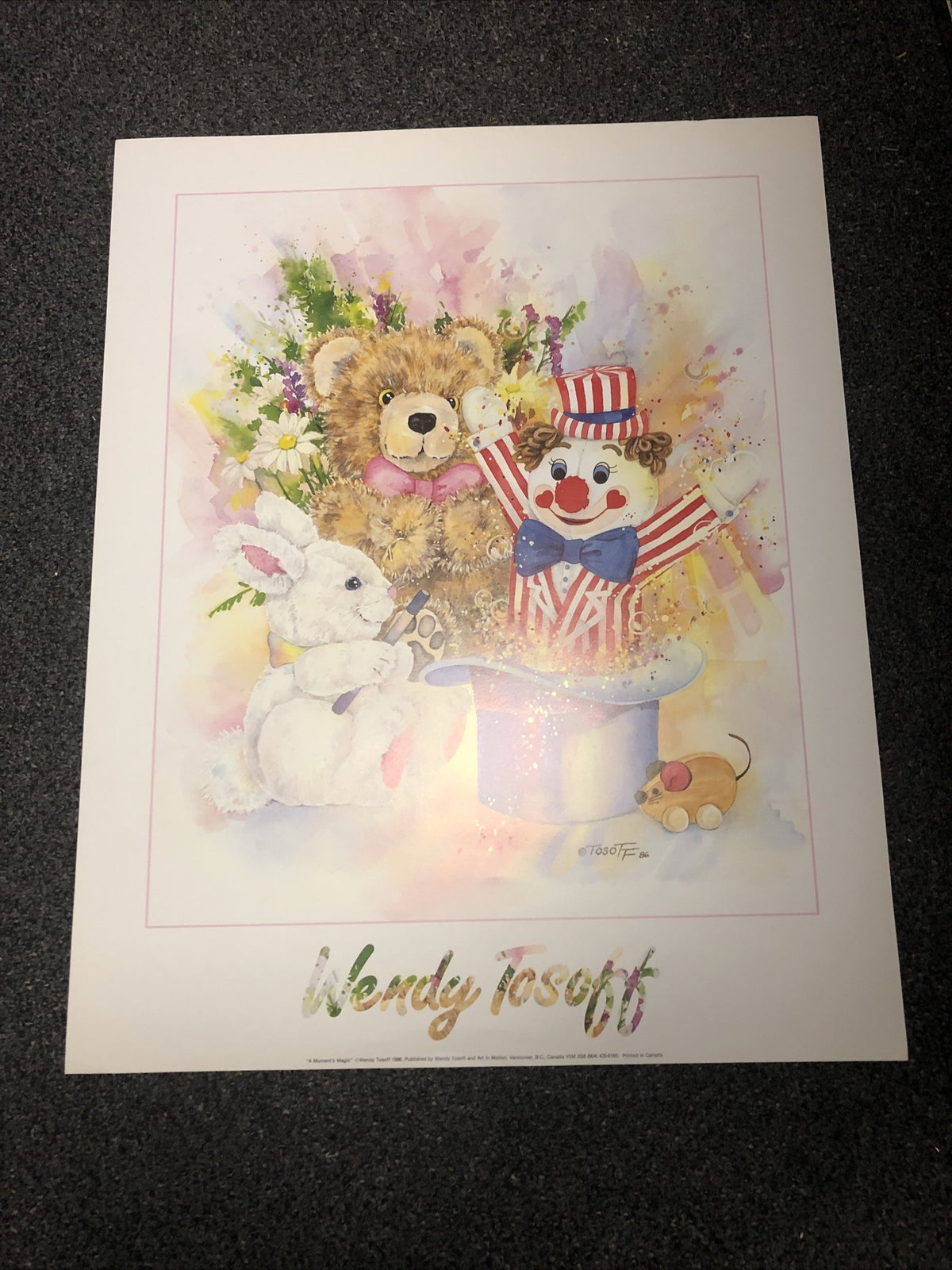 Vintage 1986 “A Moments Magic” Wendy Tosoff Poster Printed In Canada 24.5x19.5”0