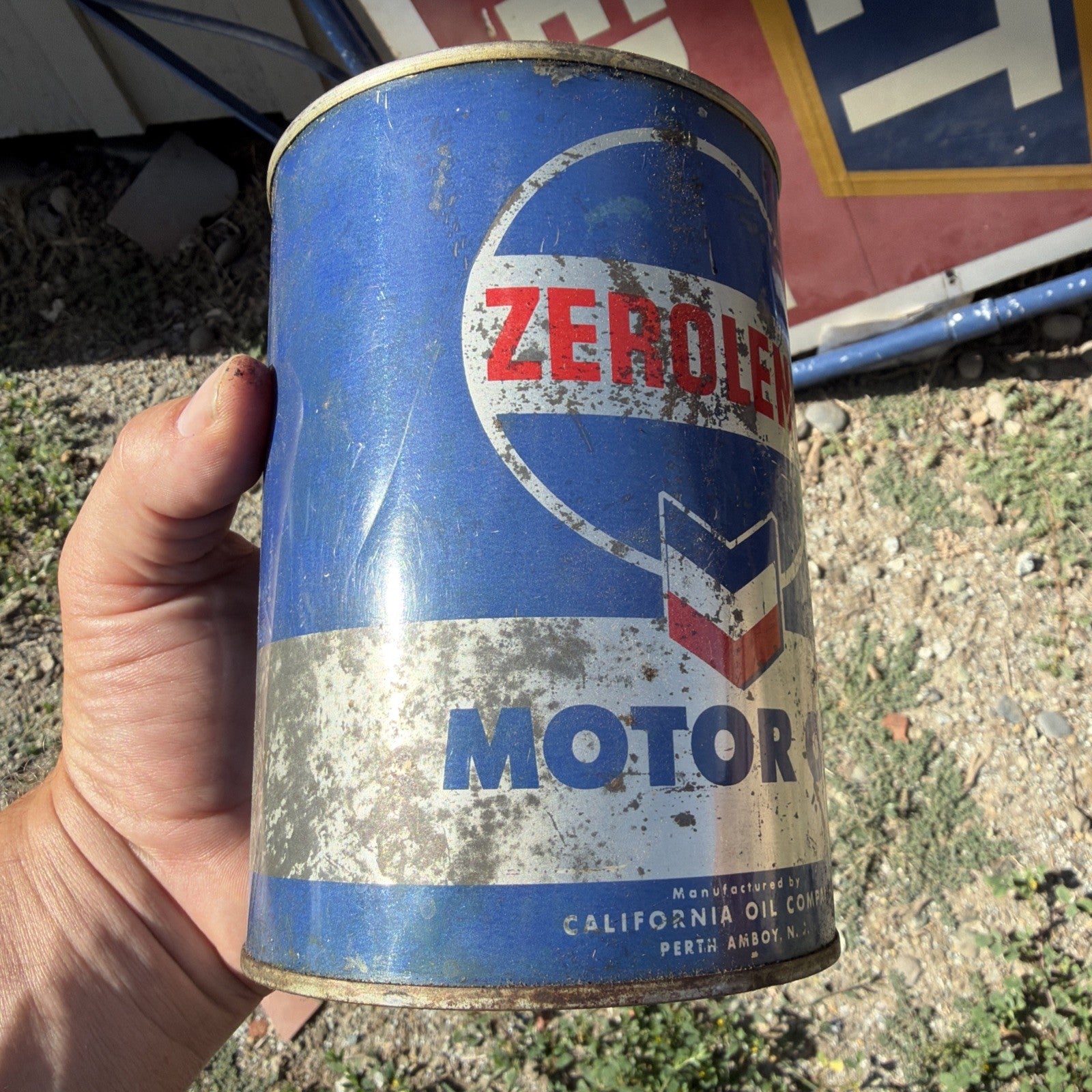 Early ZEROLENE Motor Oil Quart Can California Oil Co. Barn Find RPM Chevron5
