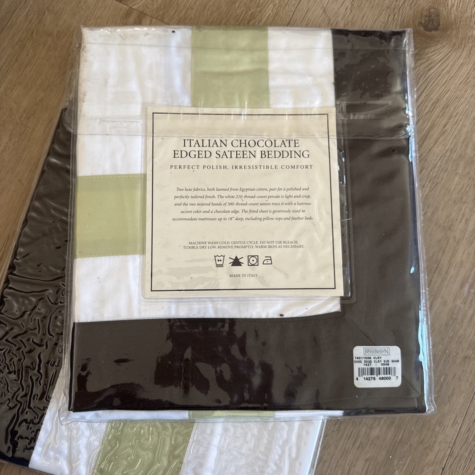 Restoration Hardware Italian Chocolate Edged Sateen - BOUDOIR Pillow Shams 26x262