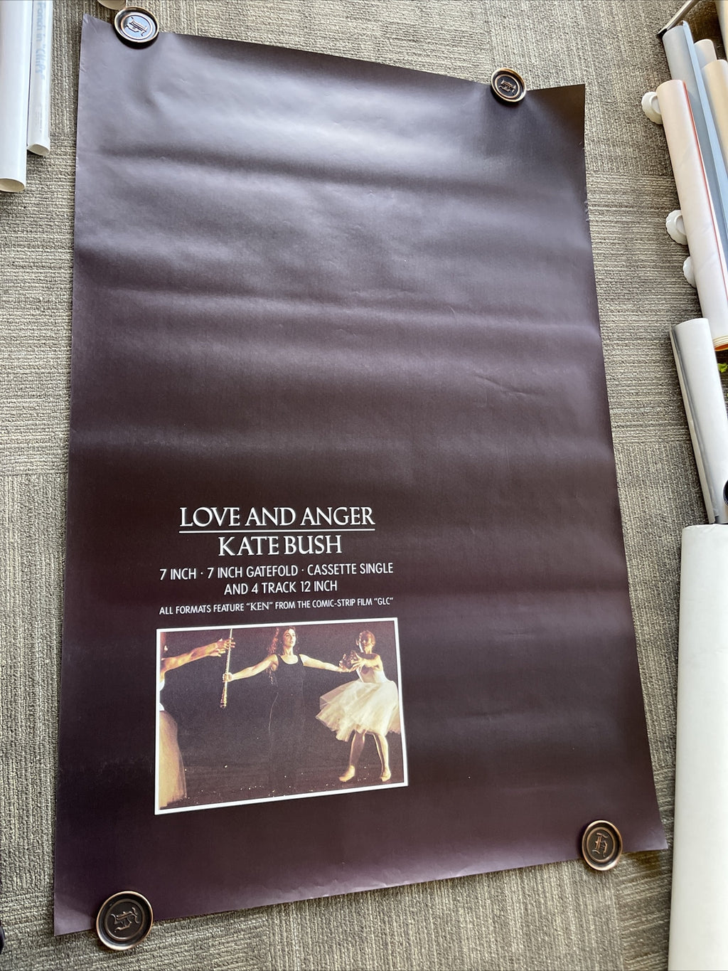 #186 1989 Kate Bush Love And Anger Record Subway Promo Poster deadstock 40x60”0