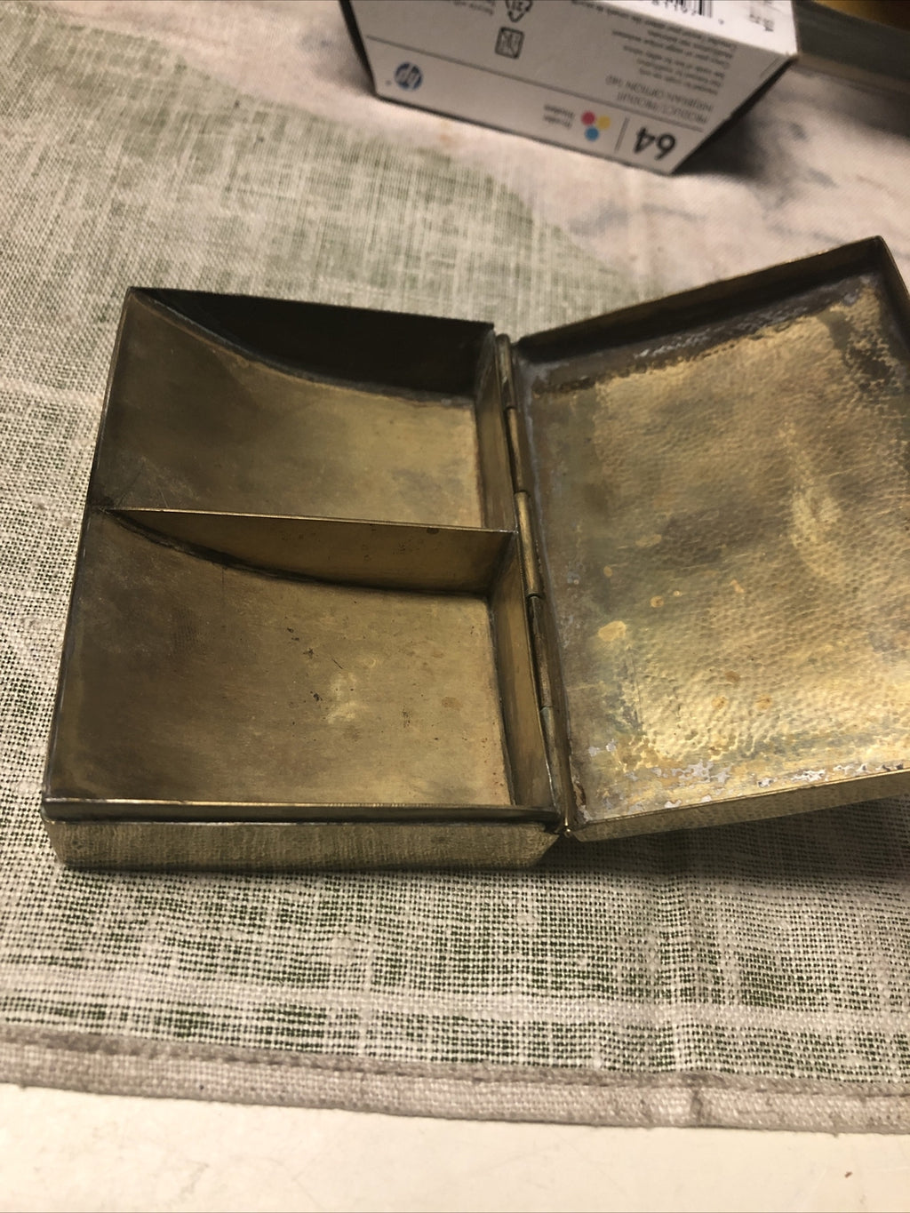 Vintage Gold Toned Metal Case Trinket 3.5”x2.5”4